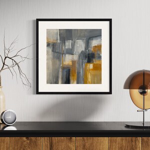 Zen Bones III, an contemporary modern abstract painting in yellow ochre, grey, and white by Victoria Kloch