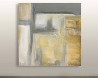 Final payment, custom painting for Michele, Abstract minimalism painting,  wall art by Victoria Kloch, yellow ocher, grays, white 48x48