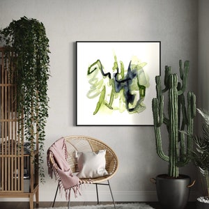 Tangle Green, large Giclee print in green, and indigo, a reproduction of an original watercolor by Victoria Kloch