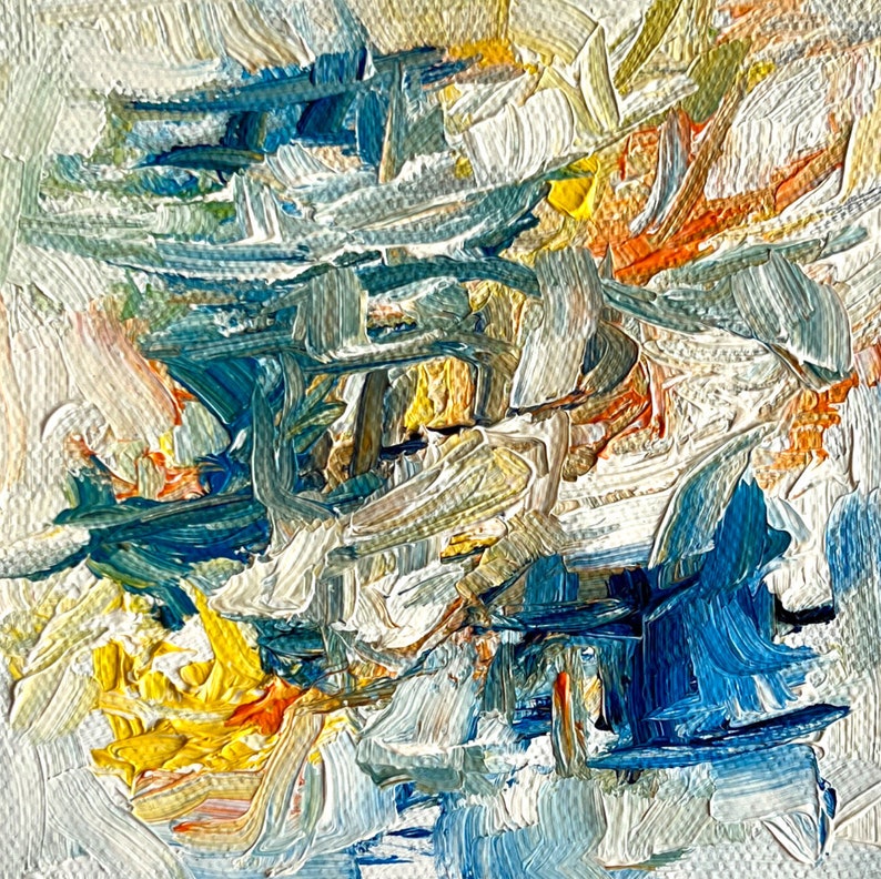 Posies, Original Prussian Blue, Orange, Crème, Green, and Yellow, Oil ...