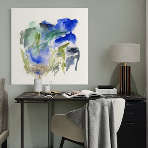 High Tide, Giclee print on paper or ready to hang canvas in blue, indigo, and green, a watercolor original by Victoria Kloch