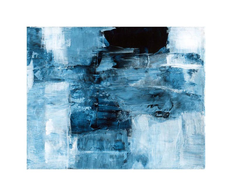 On the Street of Prussian Blue, Large Giclee Print in Prussian Blue and ...