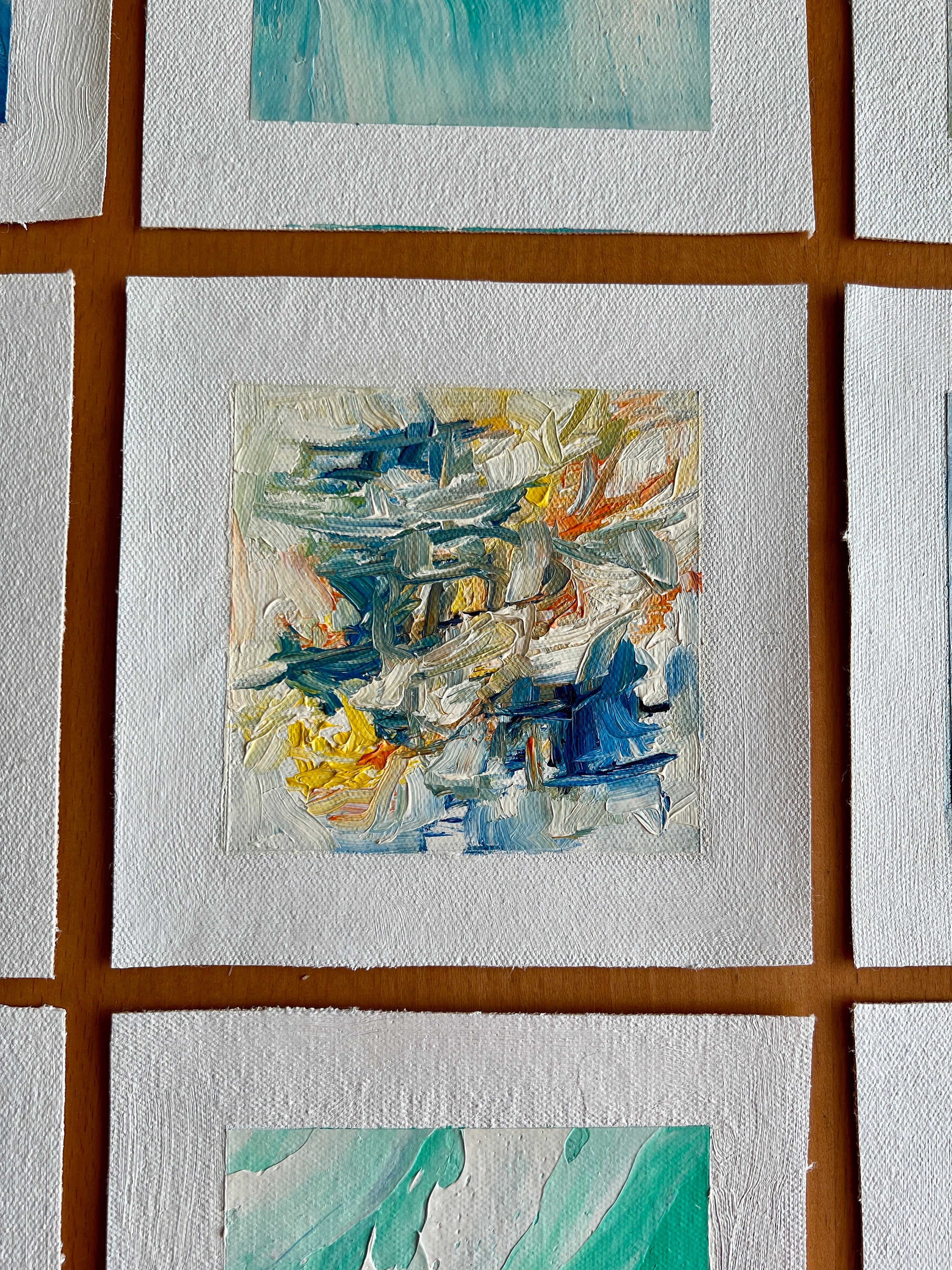 Posies, Original Prussian Blue, Orange, Crème, Green, and Yellow, Oil ...