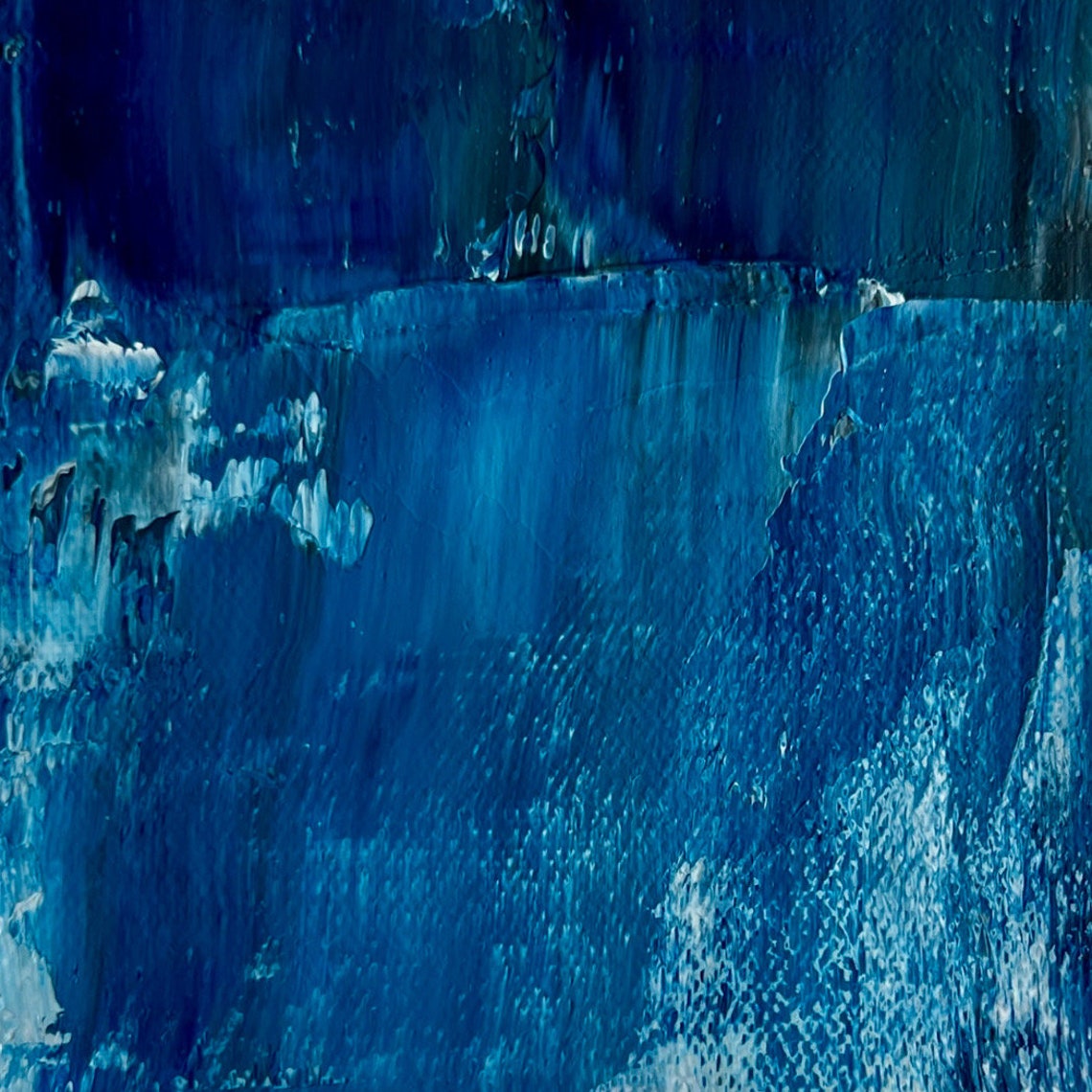 Midnight by the Ocean, Original Prussian Blue and White Oil Abstract ...
