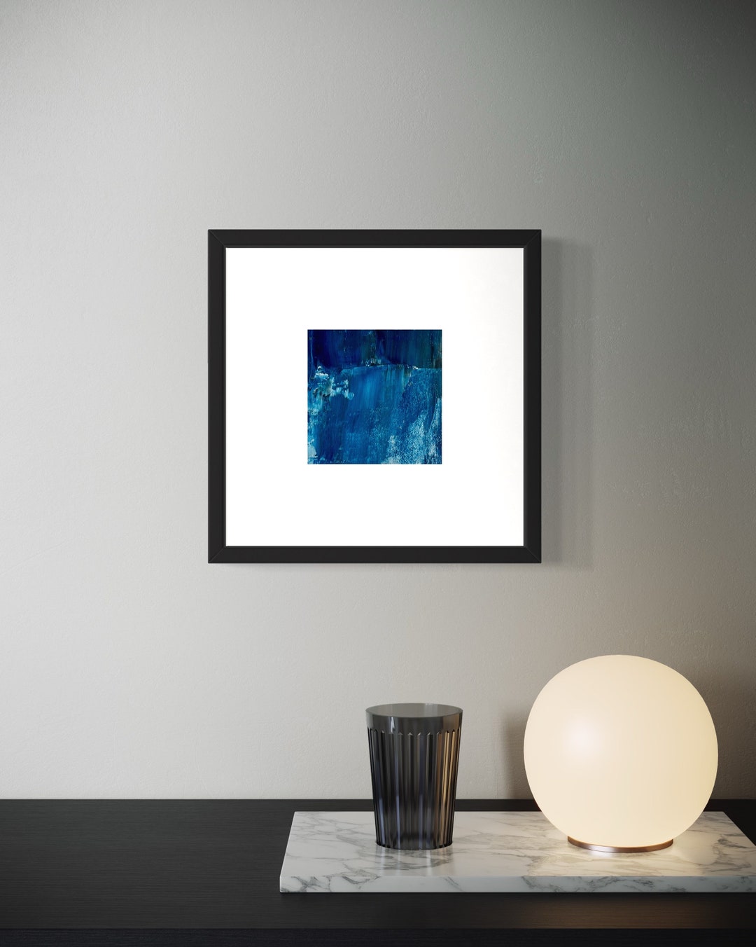 Midnight by the Ocean, Original Prussian Blue and White Oil Abstract ...