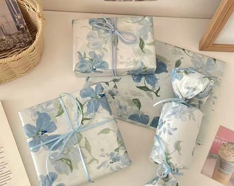 Fogli di carta velina con motivo fiori di ciliegio blu, ideali per confezioni regalo e imballaggi per piccole imprese, 20 x 28 pollici.