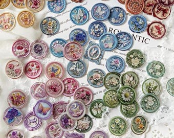 Pastel Faux Wax Seal Stickers, Self-Adhesive Epoxy Envelope Seals for Journals and Gift Wrapping