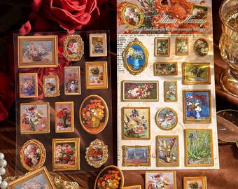 Pegatinas troqueladas con marcos de arte vintage, para diarios creativos, álbumes de recortes y collages, 2 hojas.