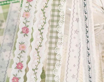 Vintage Floral Lace Washi Strip Stickers, Junk Journals, Scrapbooking, Gift Wrapping, Collage