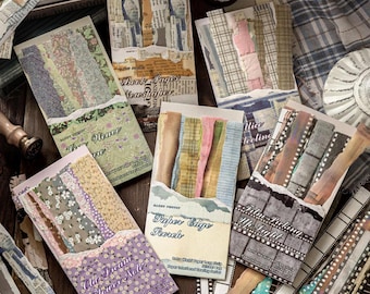 Tiras adhesivas de papel washi con bordes rasgados para diarios creativos, álbumes de recortes y collages, 20 unidades