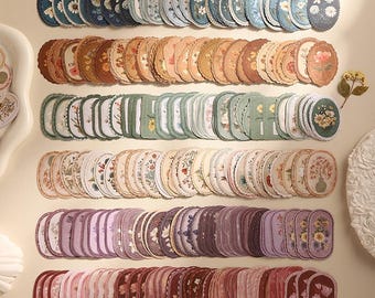 Vintage Floral Paper Stickers, Junk Journal Scrapbook Collage, Gift Wrapping Seals, 45pcs