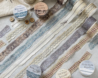 Vintage Washi Tape mit gerissenen Kanten, Ziernähte für Junk Journals, Scrapbooks, Collagen und Planer