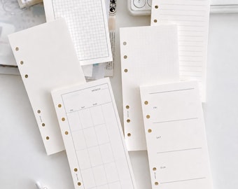 Recambios para agenda personal de 6 anillas, papel de 120 g/m² para notas y planificación, 50 hojas