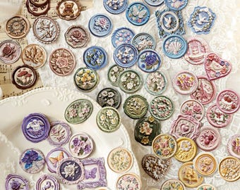 Embossed Faux Wax Seal Stickers, Paper Envelope Seals for Journals, Scrapbooks and Gift Wrapping