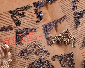 Baroque Corner Frame Stickers, Vintage Ornate Paper Embellishments for Junk Journals, Scrapbooking and Collage