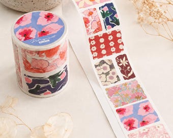 Gestanste washitape met bloemen, rol plakboek, dagboek plakboek, envelop cadeauzegelstickers