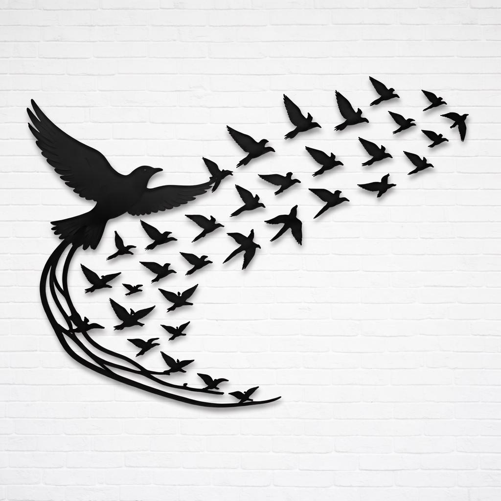 Laser Cut Steel Bird Flock Wall Art | 30 Cm Modern Metal Decor | Nature ...