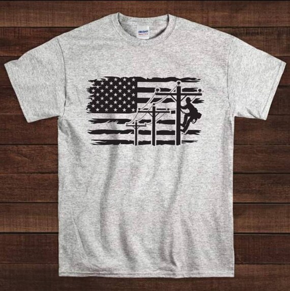 Cute Silhouette American Flag Lineman T-Shirt Cute Silhouette American Flag Lineman T-Shirt