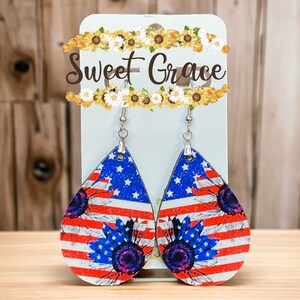 American flag earrings, merica earrings, patriot earring earrings, yellow American flag, red white and blue earrings, July 4th earrings