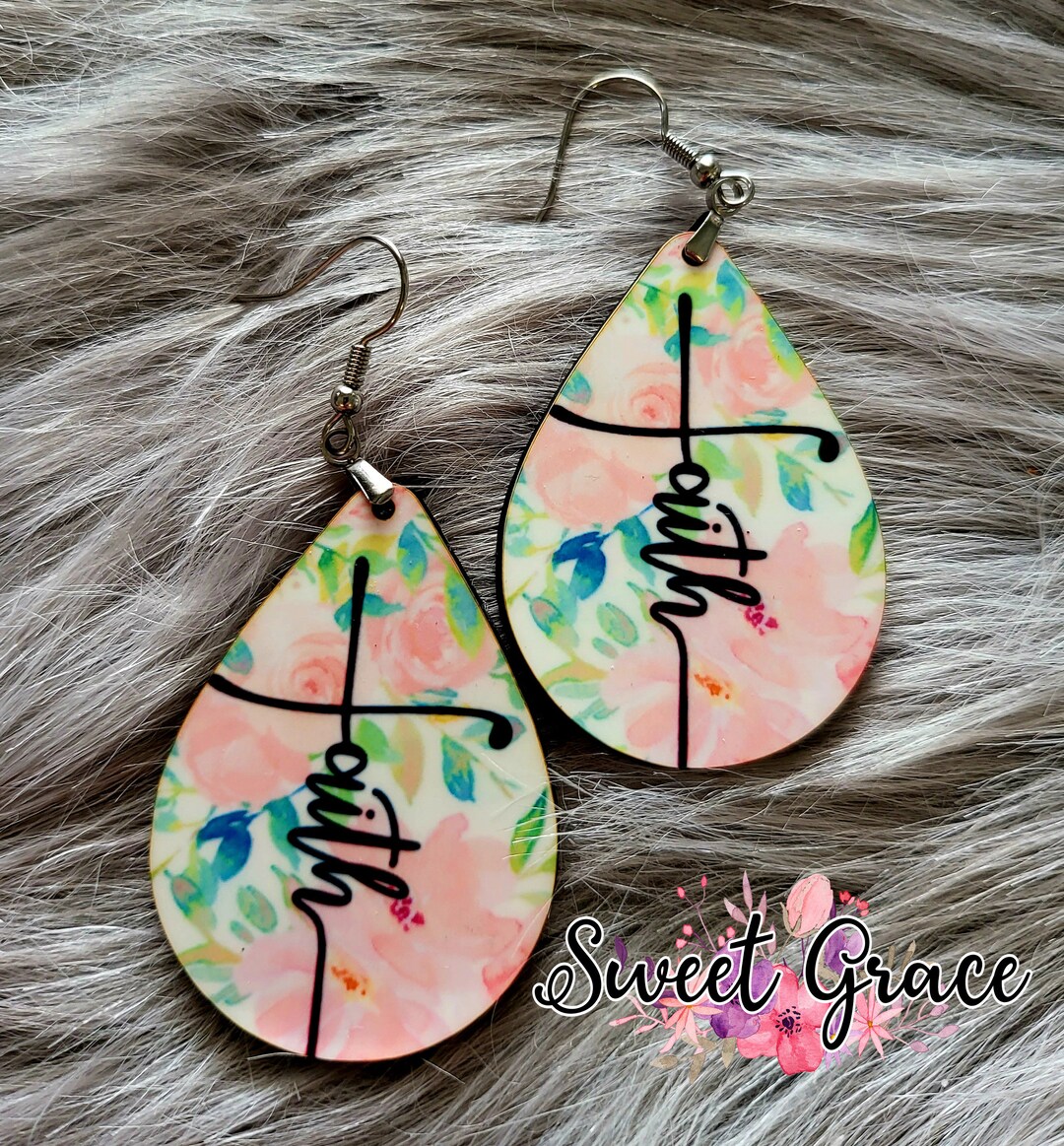 Floral Faith Earrings, Faith Earrings, Faith Jewelry, Christian Girl