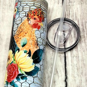Chicken Tumbler, Chicken Cup, Farm Animal Cup, farm life gifts, farm animal gifts, farmer gifts, chicken gifts, birthday gifts, Mom gifts