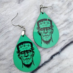 Halloween Frankenstein Earrings, Horror Earrings, Retro Earrings, Old Monster Earrings, Frankenstein Earrings