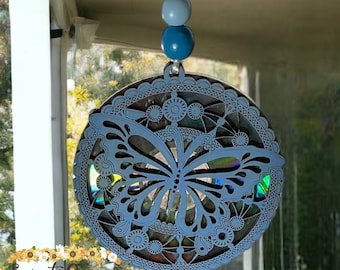 Butterfly sun-catcher, Sun-catcher Butterfly,  Butterfly Decor, Butterfly gift, Suncatcher, Recycled Gift