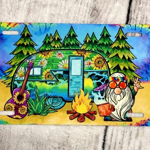 Groovy camper license plate, groovy gnome license plate, groovy gnome car tag, 70&#39;s vibe car tag, 70&#39;s vibe license plate, groovy car tags