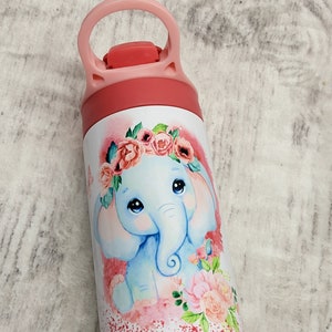 Elephant children&#39;s cup, pink elephant children&#39;s cup, children&#39;s cups, children&#39;s gifts, girl gifts, pink elephant children&#39;s tumbler, cups