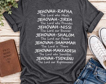 Names of God T-Shirt, Christian Gift, DTF Print, Everyday Wear