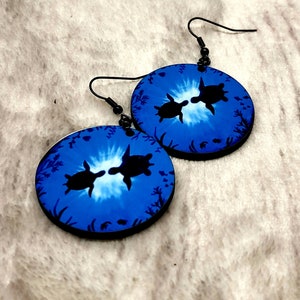 Blue turtle earrings, blue turtle jewelry, turtle earrings, turtle lover gifts, sea turtle earrings, animal lover gifts, save the turtles