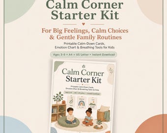 Kids Calm Corner Kit, Emotion Chart, Breathing Cards, Choice Board