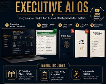 AI Business Prompt System, Executive Workflow Kit, Entrepreneur Prompts, Marketing Prompts