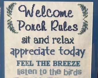 Porch Rules Counted Cross Stitch Pattern