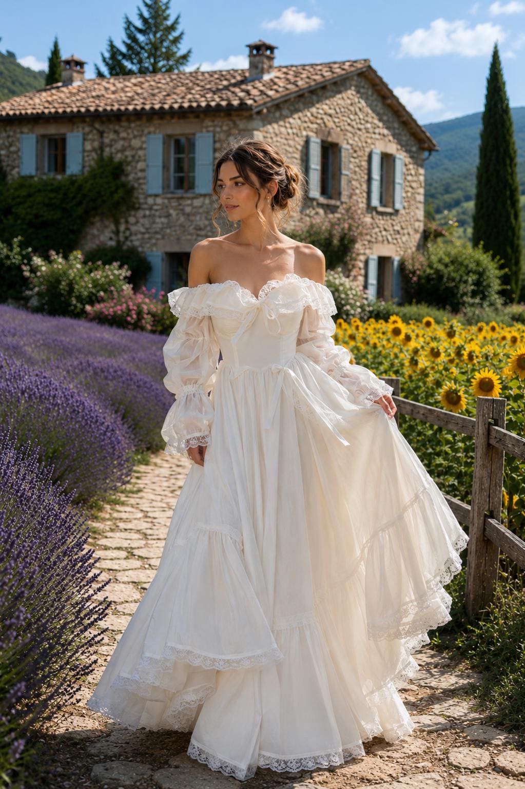 Cottagecore Wedding Dress, Fairycore Wedding Dress, off Shoulder Bridal Gown, Garden Wedding Dress, Ethereal Bridal Gown, Boho Bride
