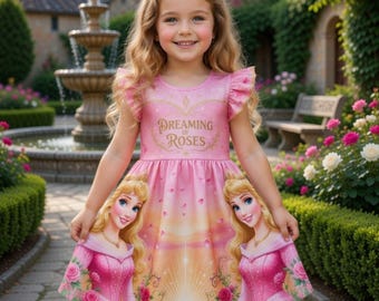 Abito da principessa rosa della Bella Addormentata per bambine, completo da favola per il compleanno, regalo personalizzato