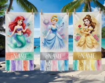 Telo mare personalizzato da principessa, telo piscina personalizzato con sirena, regalo estivo per bambine