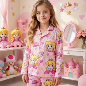 princess peach pajama dress Kids Princess Peach Inspired Nightgown - Play Dress - Costume - Machine  Washable