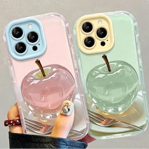 Funda Crystal Apple Jelly Cream, protector de TPU suave multicolor, funda protectora transparente y estética para iPhone 16 Pro Max 15 14 13 12
