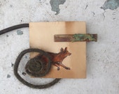 Hair Barrette "Run Bunny Run"||Distressed Hair Barrette||Woodland||Hare||Pagan||Witchcraft||Eostre||Spring