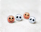 Halloween pumpkin earrings, halloween earrings set, Jack Skellington earrings,  Nightmare Before Christmas, spooky earrings, halloween skull