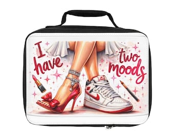Personalized Lunch Bag: "I Have Two Moods" Design, Insulated Polyester (9.5″ × 7" x 2.8″)
