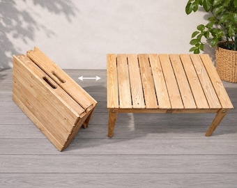 パティオ用折りたたみテーブル、木製屋外ダイニング家具