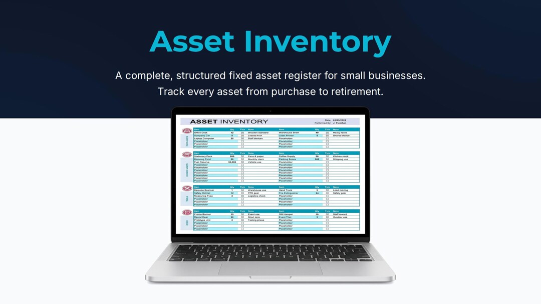 Asset Inventory Template, Fixed Asset Register Excel, Business Asset ...