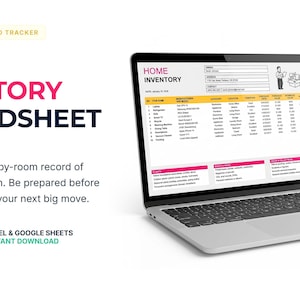 Home Inventory Spreadsheet, Home Inventory Template, Household Contents List Personal Property Valuables Tracker Insurance Checklist