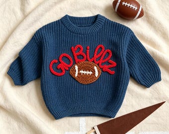 Baby Football Sweater, Personalized Baby Football Outfit, Custom Sports Team Toddler Sweater, Game Day Outfit, Personalized Gifts for Baby