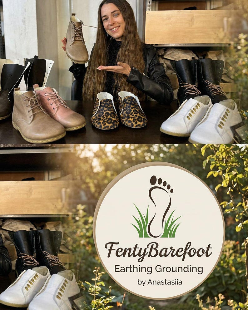 Op de afbeelding: Een verscheidenheid aan schoenen, waaronder laarzen, sneakers en enkellaarsjes, wordt op een tafel getoond. De schoenen zijn er in verschillende kleuren en patronen, waaronder bruin, roze, luipaardprint en wit. De merknaam "FentyBarefoot" is zichtbaar in een cirkelvormig logo.