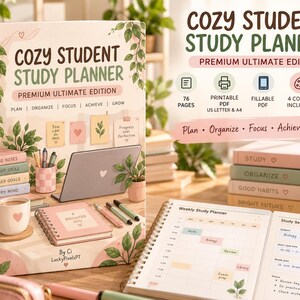 Cozy Student Study Planner PDF | 76-Page Academic Organization System (Digital Download)