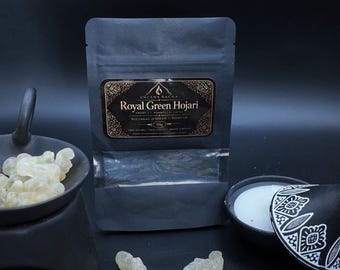 Encens Hojari Oman Royal Green — Résine pure Boswellia Sacra 50g — Frankincense naturel Dhofar — Encens Sacra
