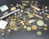 Lot of Junk Drawer COLLECTIBLES Antique to Newer Variety of Items Pocket Knives Jewelry Fraternal Pins And More LQQK